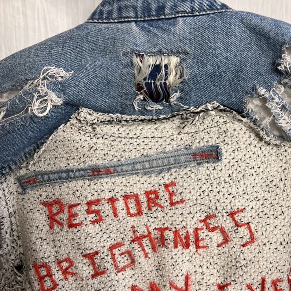 Custom Upcycled Reworked Fur Denim Jacket Size S - Picture 3 of 7